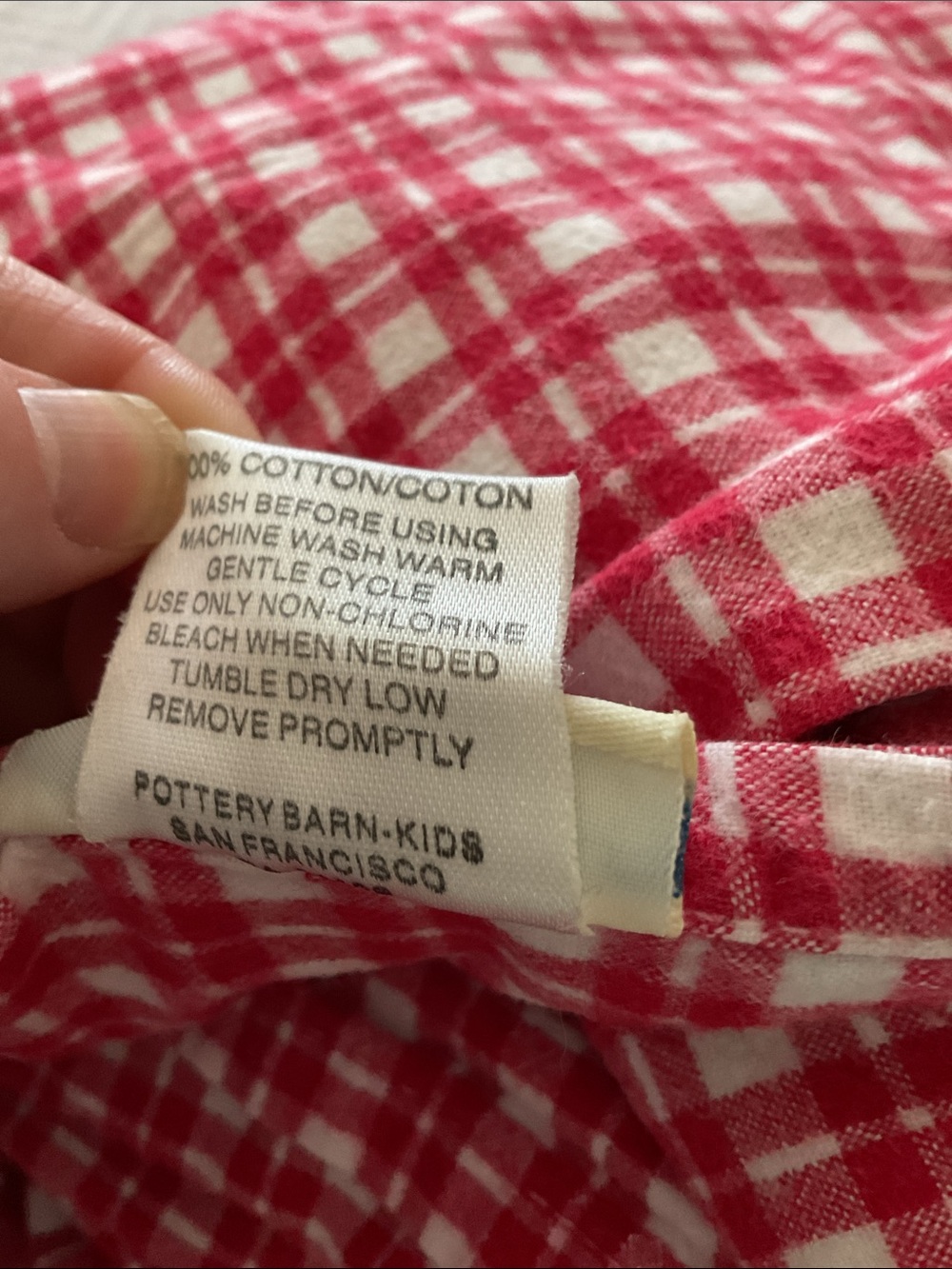Pottery Barn Kids Red and White Plaid Cotton Twin sheets flat fitted - Picture 5 of 5